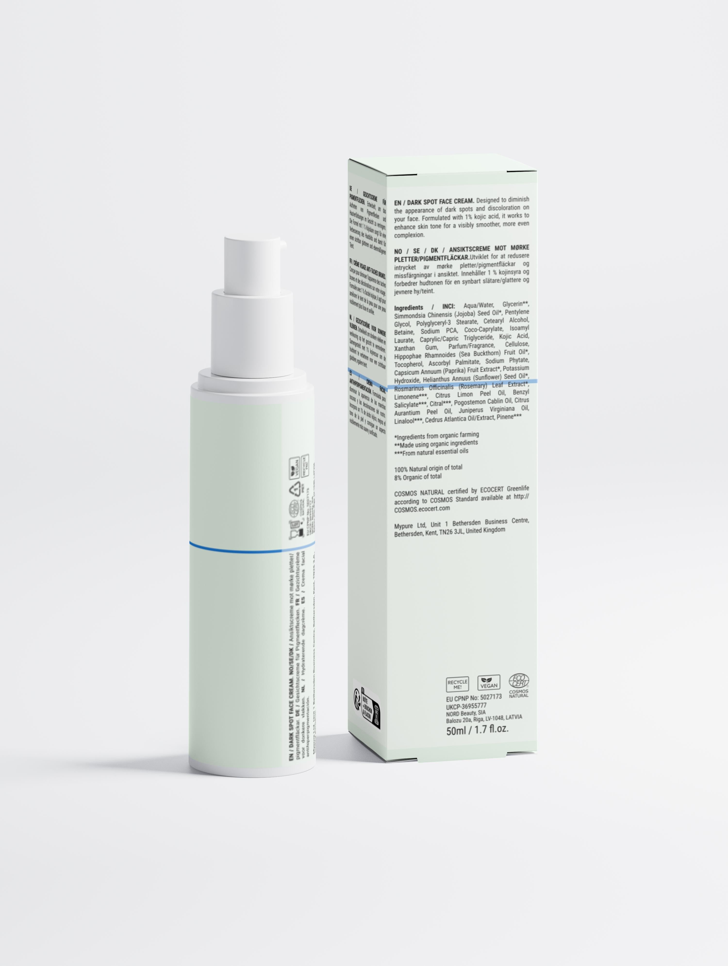 Crème pour le visage anti-taches brunes à l'acide kojique