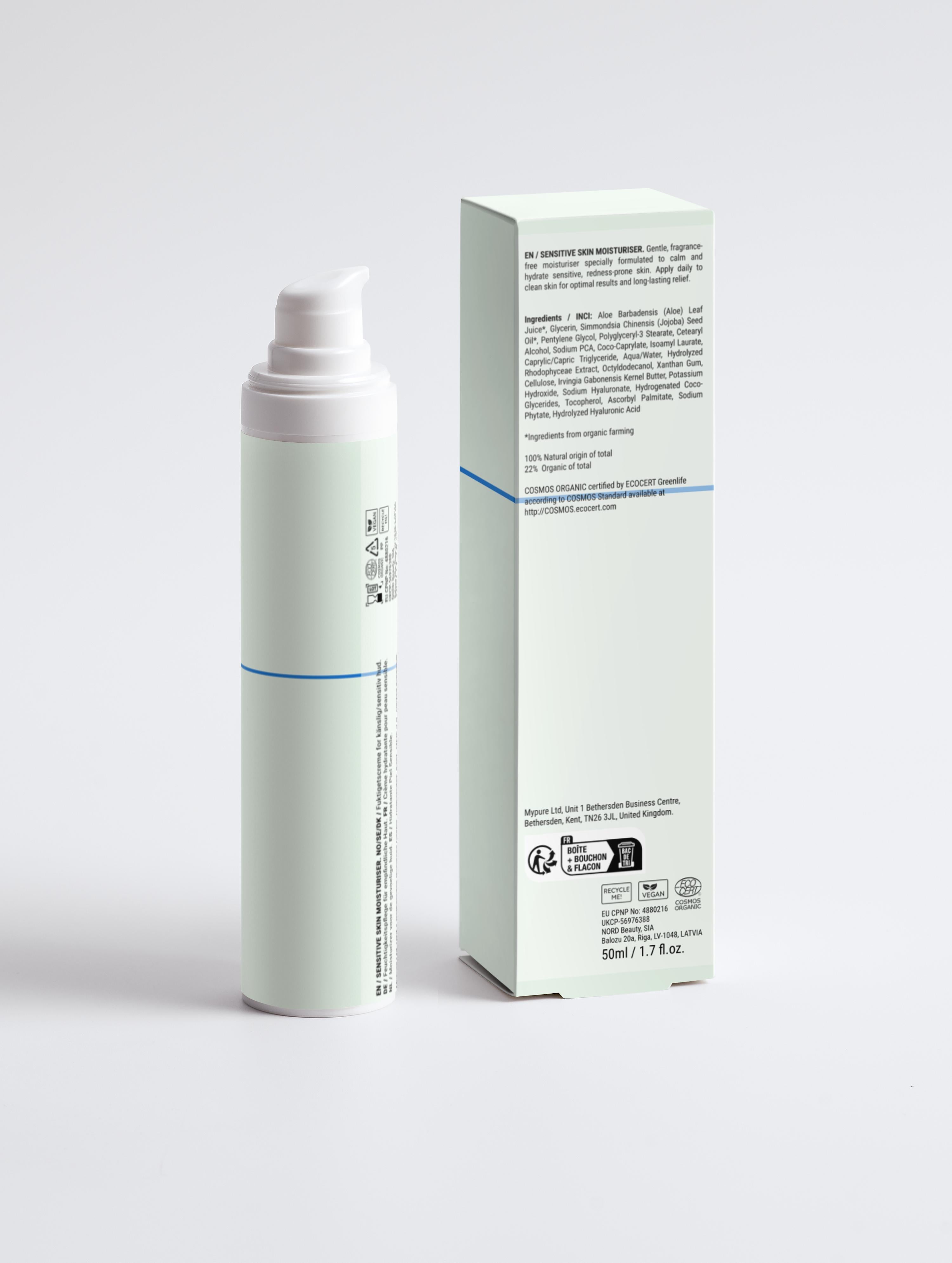 Crème hydratante pour peaux sensibles, sans parfum